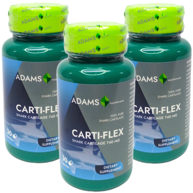 Pachet CartiFlex [Cartilaj rechin] 740mg 3x30cps - ADAMS SUPPLEMENTS