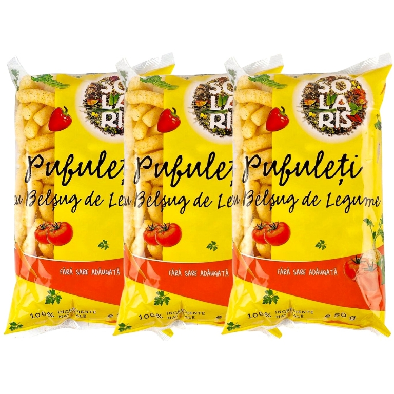 Set Pufuleti porumb belsug legume fara sare 3x50g - SOLARIS