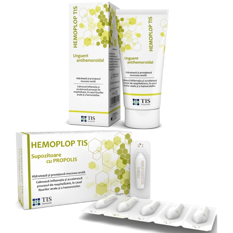 Kit antihemoroidal HemoPlop [Unguent 50ml + Supozitoare 10b] 2b - TIS