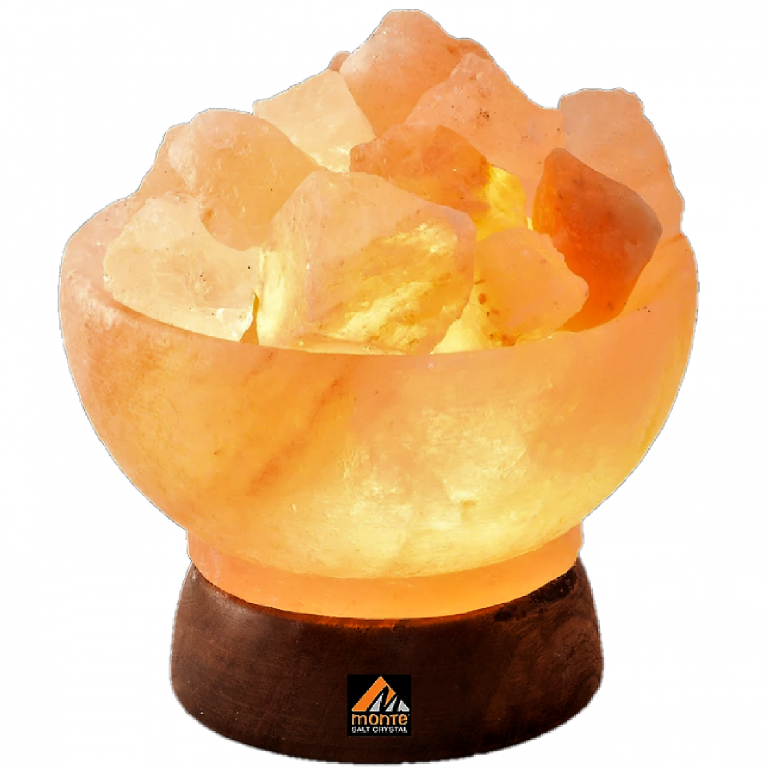 Veioza sare himalaya Minge Foc suport lemn 4kg - MONTE SALT CRYSTAL