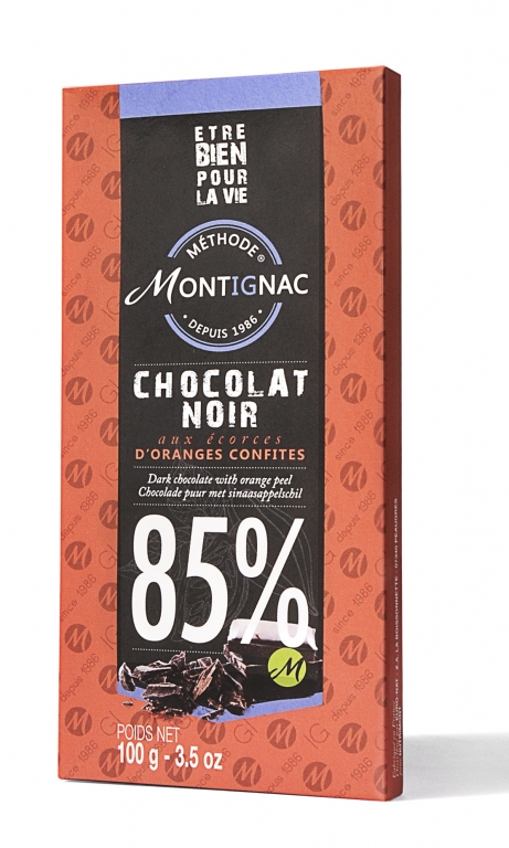 Ciocolata neagra 85% coaja portocala eco 100g - MONTIGNAC