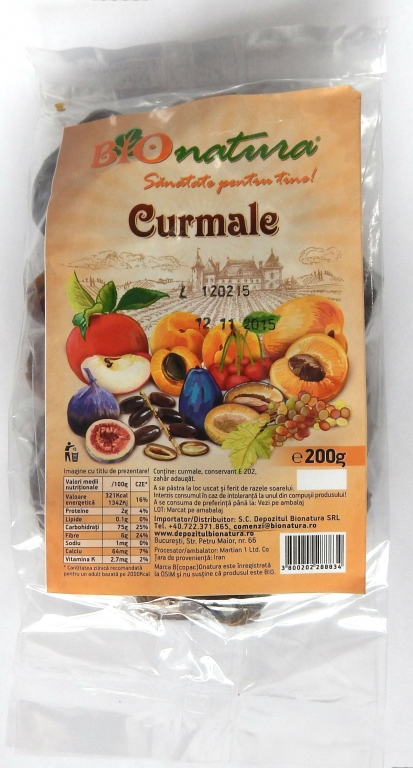 Curmale uscate fara samburi 200g - BIONATURA