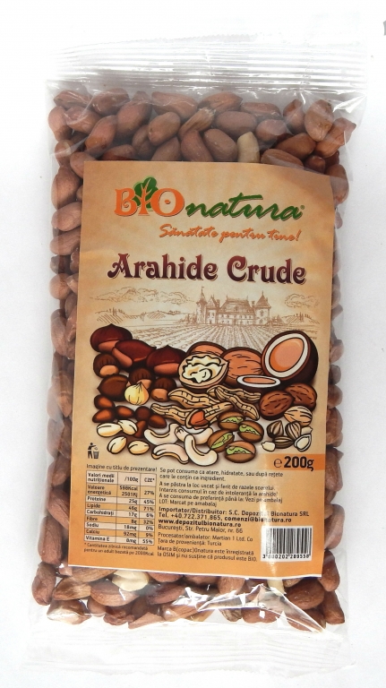 Arahide crude nedecojite 200g - BIONATURA